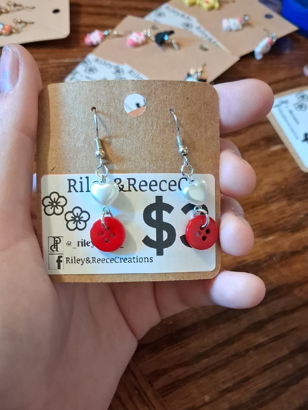 Heart Button Earrings!!